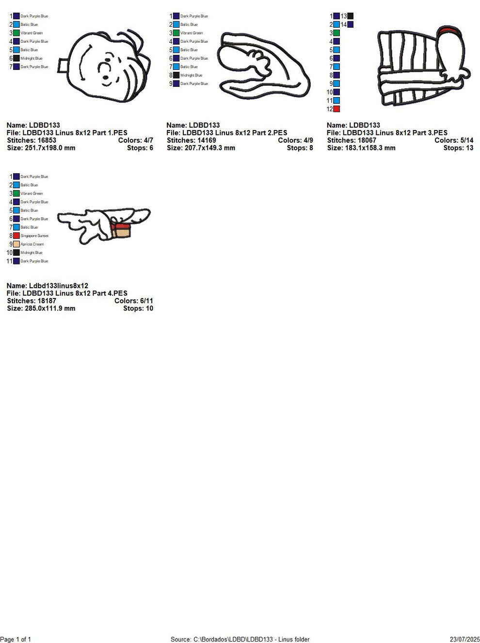 Linus Embroidery Design Linus – ITH Project – Machine Embroidery Design – DooBeeDoo Machine ...