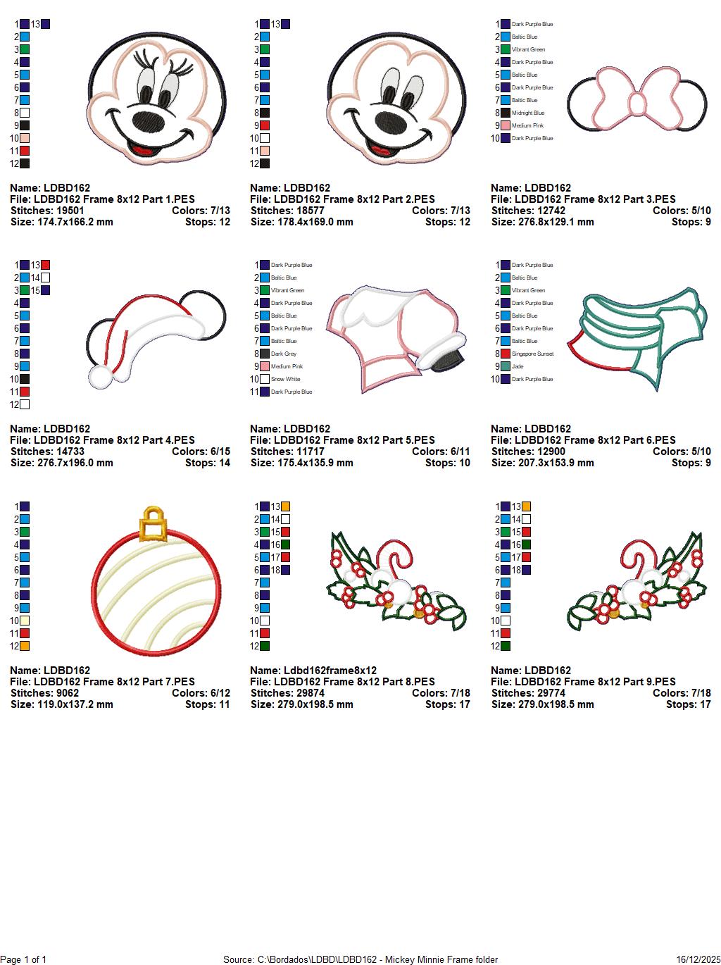 Holiday Mouse Couple Wreath Topper – ITH Project – Machine Embroidery Design