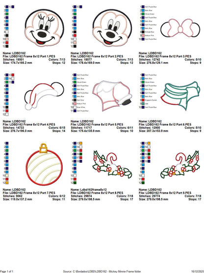 Holiday Mouse Couple Wreath Topper – ITH Project – Machine Embroidery Design