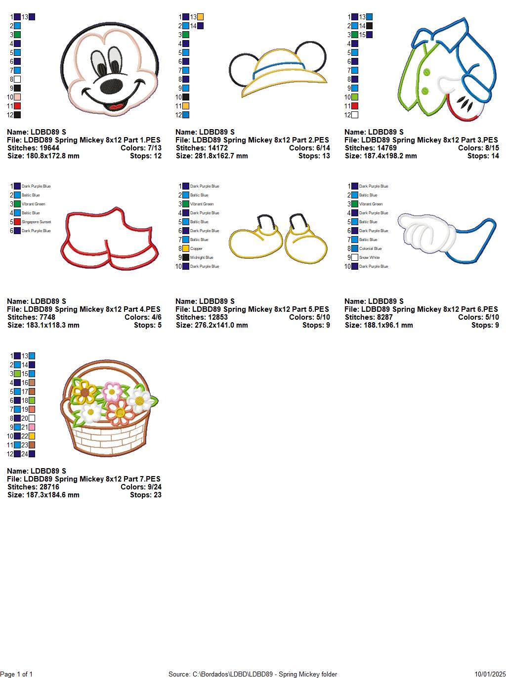 Spring Mickey and Minnie - Set of 2 Designs - ITH Project - Machine Embroidery Design