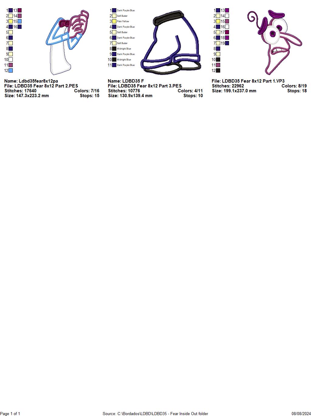 Inside Out Set of 9 Designs - ITH Project - Machine Embroidery Design