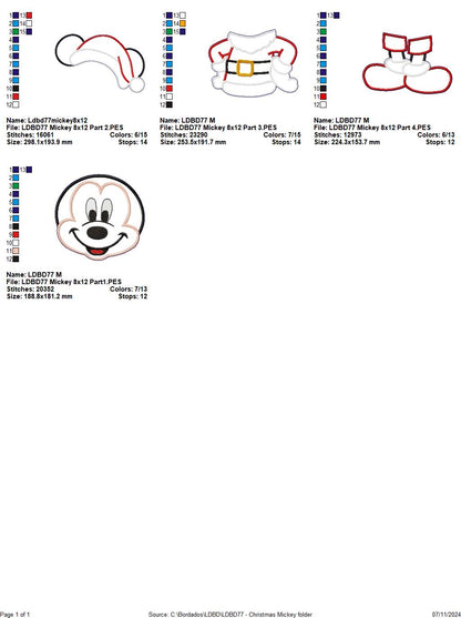 Mickey Christmas - ITH Project - Machine Embroidery Design