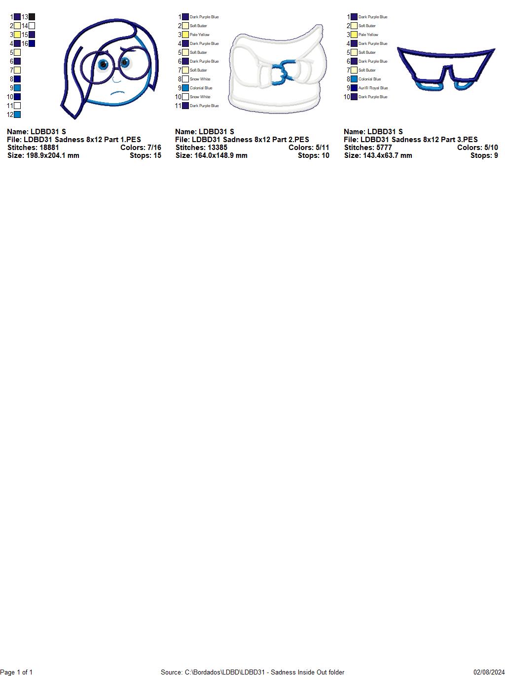 Inside Out Set of 9 Designs - ITH Project - Machine Embroidery Design