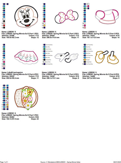 Spring Mickey and Minnie - Set of 2 Designs - ITH Project - Machine Embroidery Design