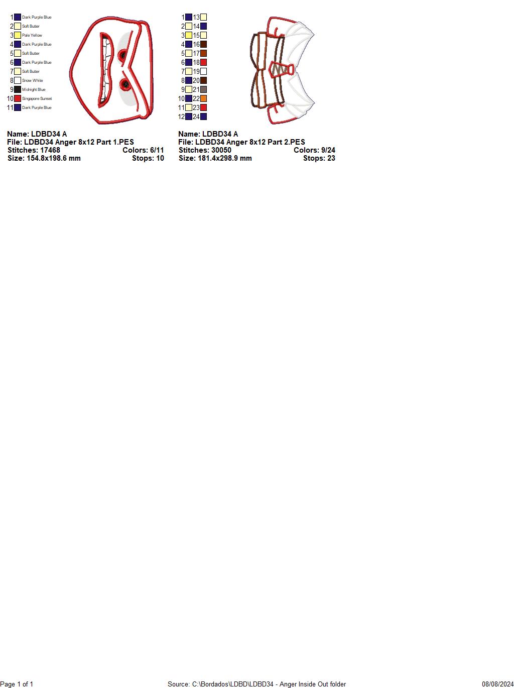 Inside Out Set of 9 Designs - ITH Project - Machine Embroidery Design