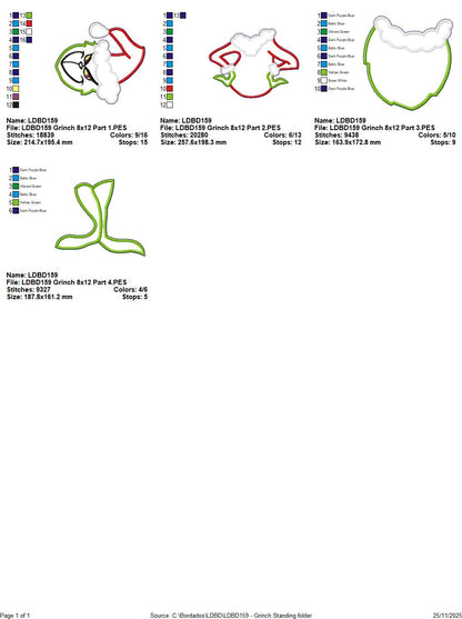 Tall Grinch Door Hanger – ITH Project – Machine Embroidery Design