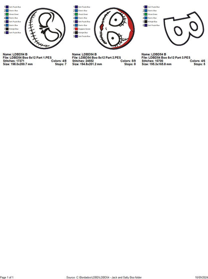 Jack and Sally Boo - ITH Project - Machine Embroidery Design