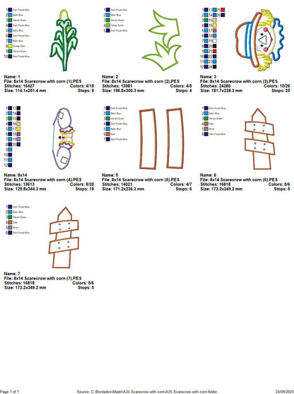 Scarecrow with Corn ITH Project – Machine Embroidery Design