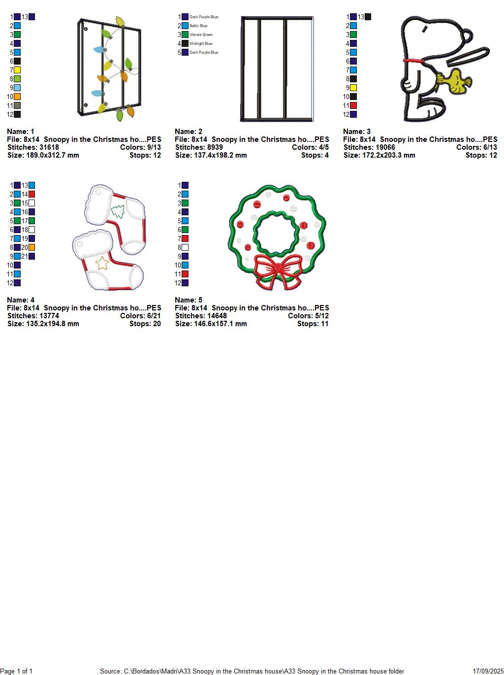 Snoopy and Woodstock Christmas – ITH Project – Machine Embroidery Design