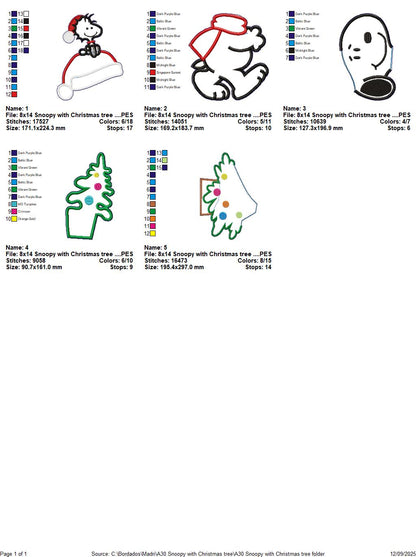 Snoopy with Christmas Tree - ITH Project - Machine Embroidery Design