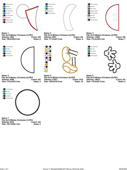 Mickey Christmas Door Hanger – ITH Project – Machine Embroidery Design