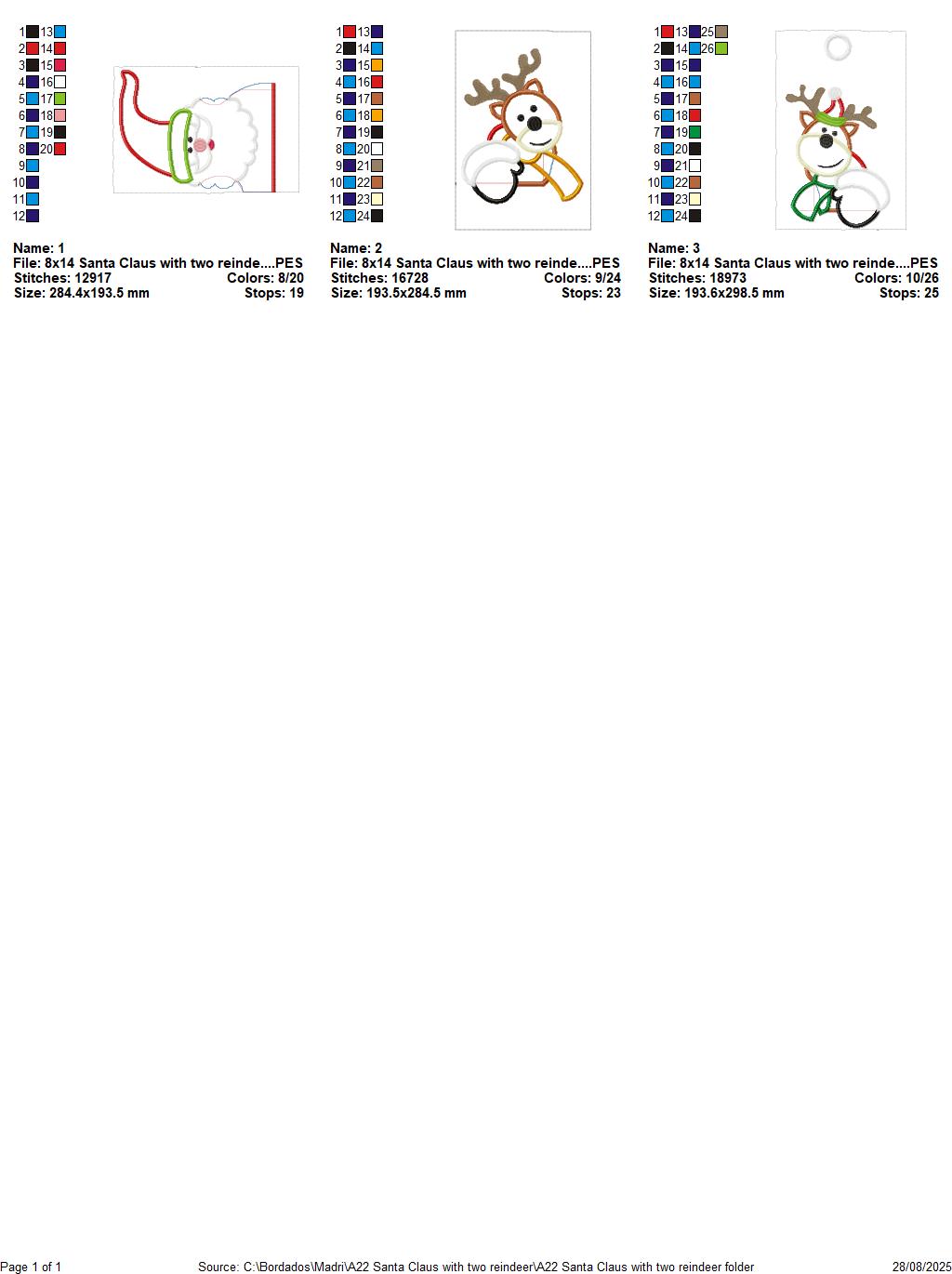 Santa Claus with Reindeers – ITH Project for Towels and Fabrics – Machine Embroidery Design 🎅🦌