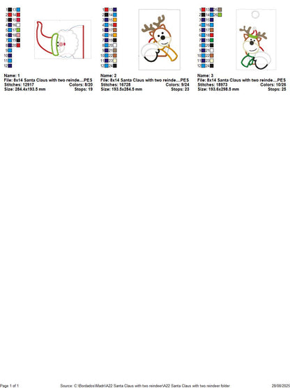 Santa Claus with Reindeers – ITH Project for Towels and Fabrics – Machine Embroidery Design 🎅🦌