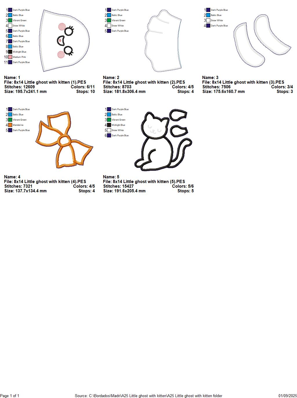 Little Ghost with Kitten – ITH Project – Machine Embroidery Design