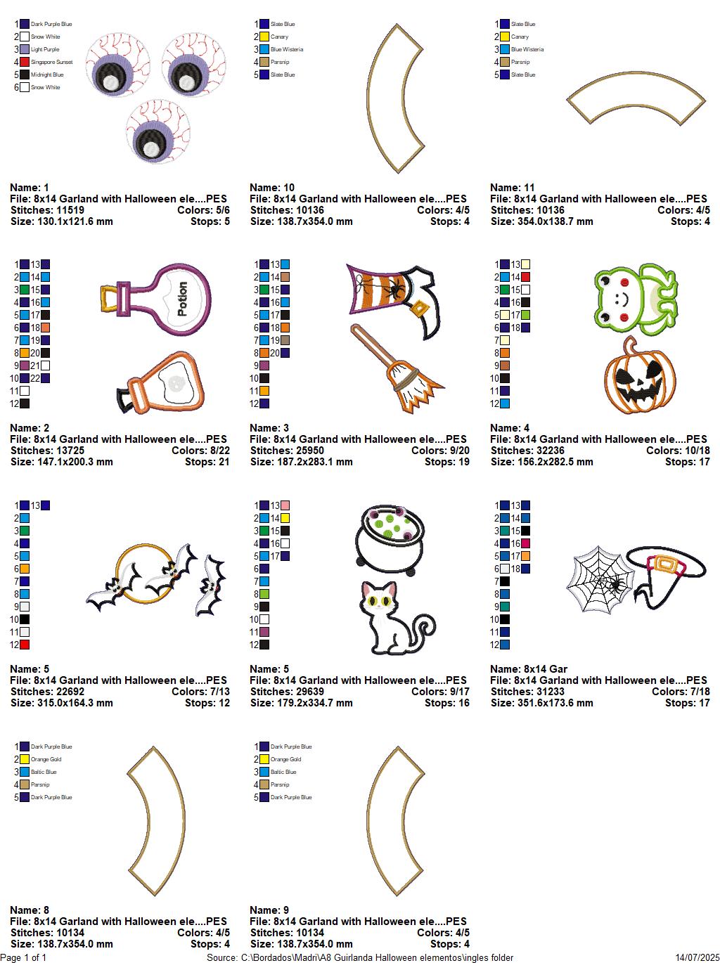 Halloween Elements Wreath – ITH Project – Machine Embroidery Design