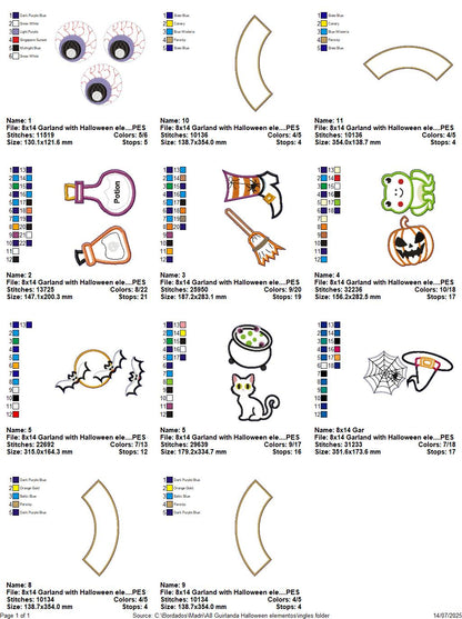 Halloween Elements Wreath – ITH Project – Machine Embroidery Design