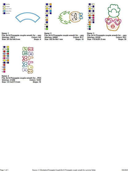 Pineapple Summer Wreath - ITH Project - Machine Embroidery Design