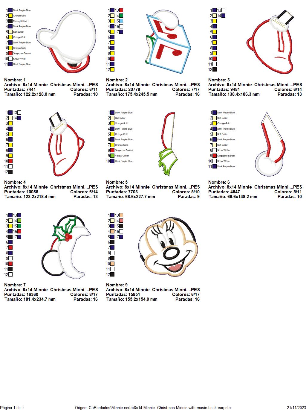 Minnie Christmas with Music Book - ITH Project - Machine Embroidery Design