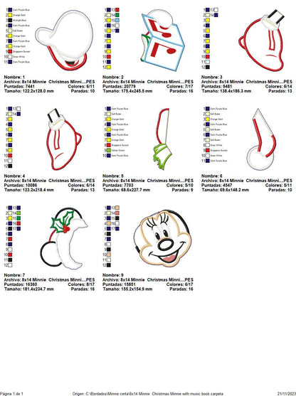 Minnie Christmas with Music Book - ITH Project - Machine Embroidery Design