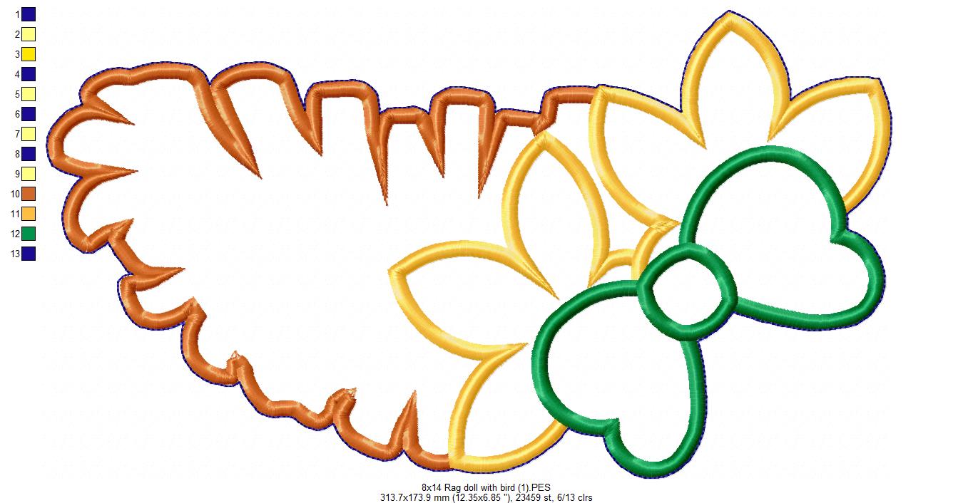 Rag doll with Bird - ITH Project - Machine Embroidery Design