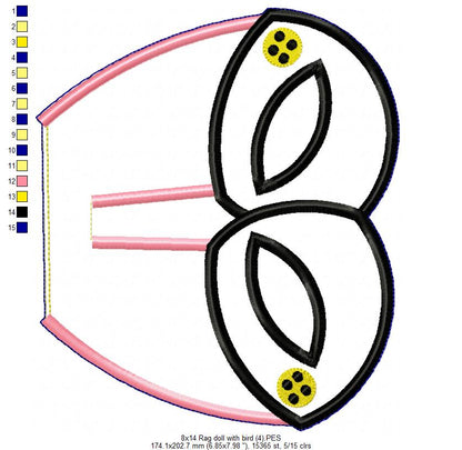 Rag doll with Bird - ITH Project - Machine Embroidery Design
