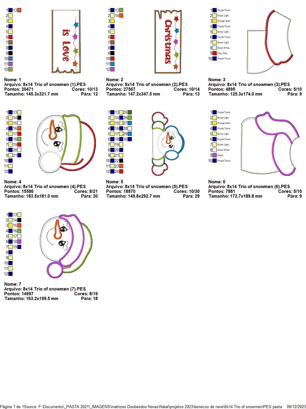 Trio of Snowmen - ITH Project - Machine Embroidery Design