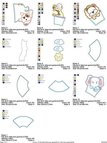 Animal Train Wreath - ITH Project - Machine Embroidery Design
