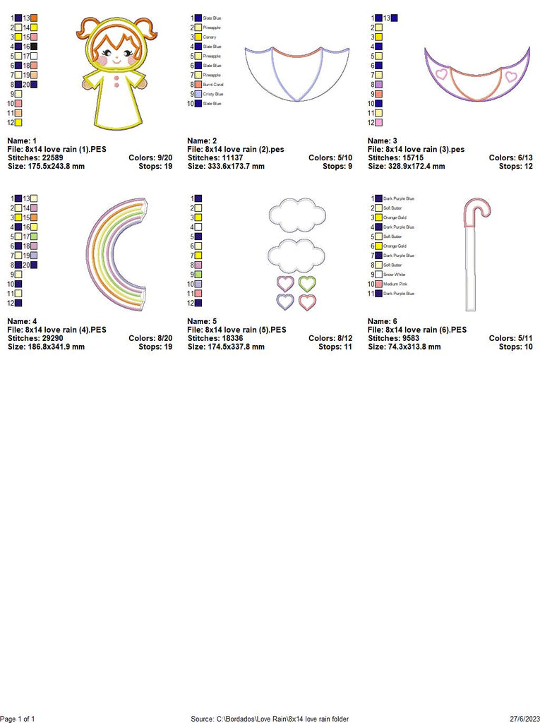 Raining Love Nursery Door Ornament - ITH Project - Machine Embroidery Design