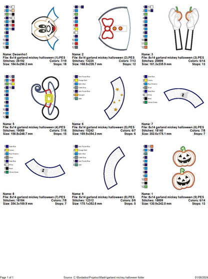 Vampire Mickey Garland halloween - ITH Project - Machine Embroidery Design