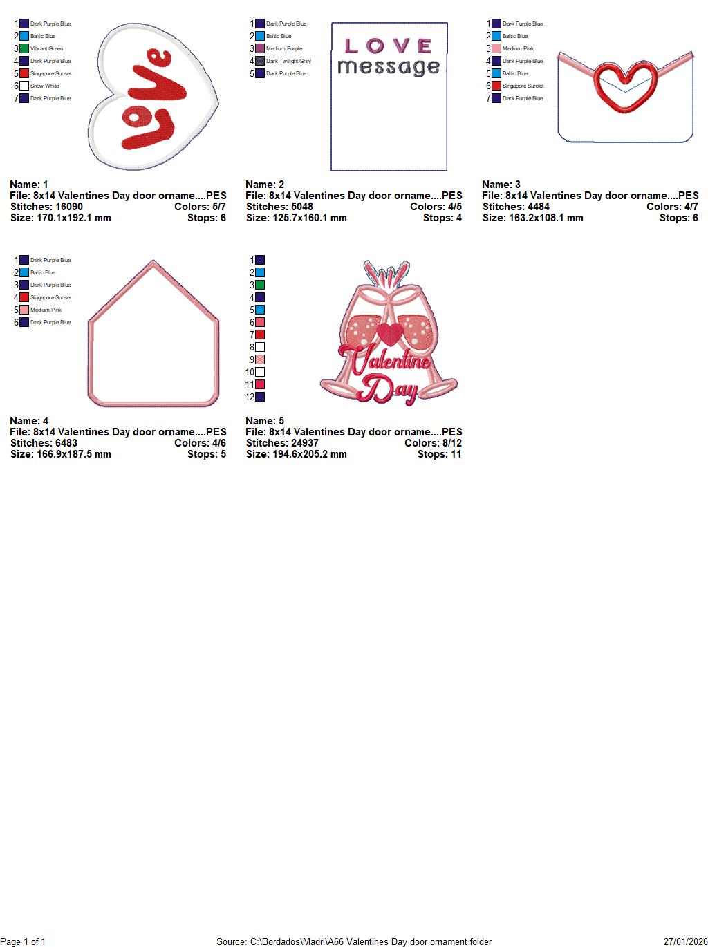 Valentine Love Hanging – ITH Project – Machine Embroidery Design