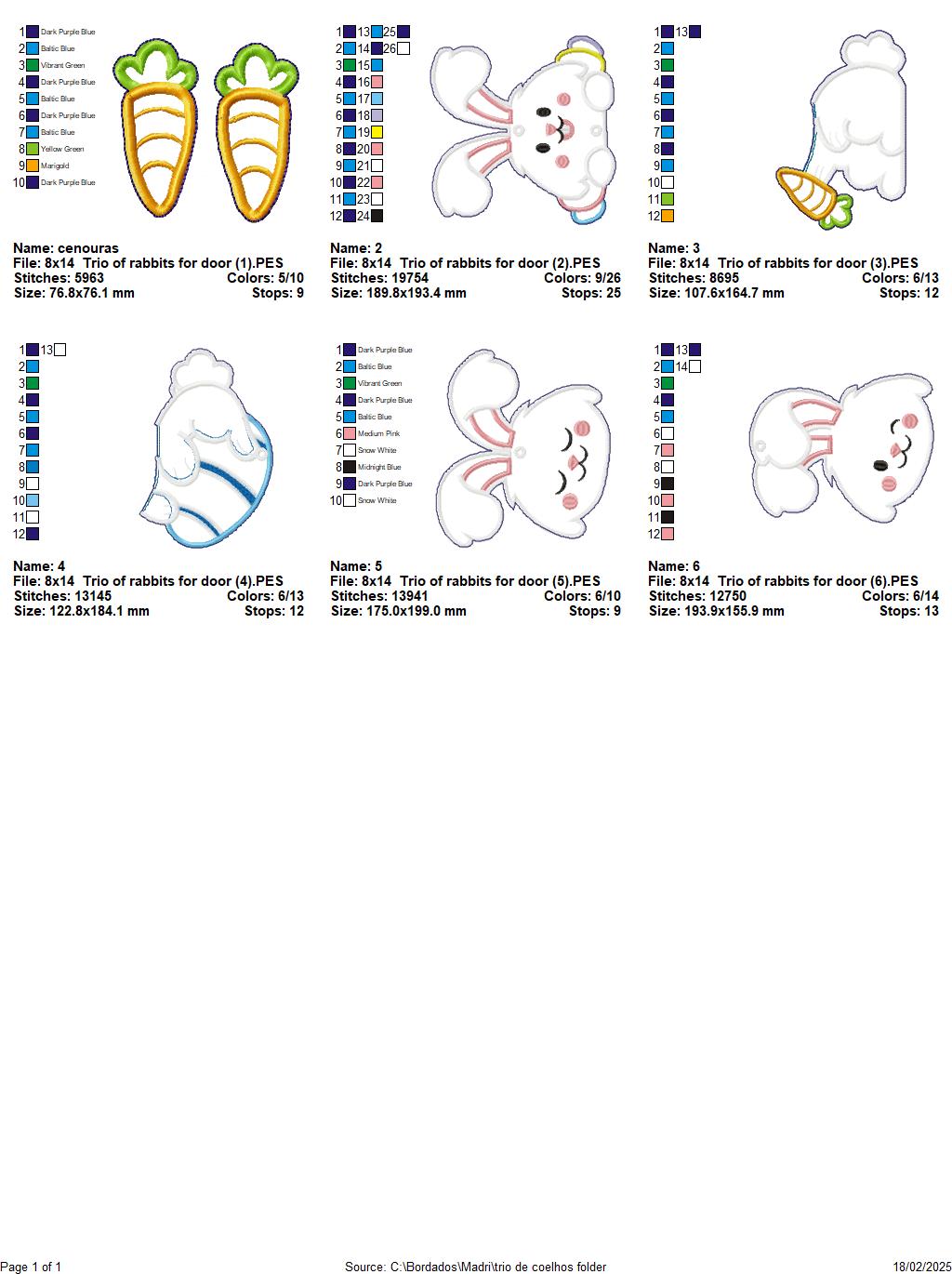Trio of rabbits for door - ITH Project - Machine Embroidery Design