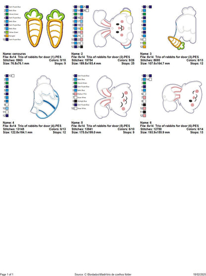 Trio of rabbits for door - ITH Project - Machine Embroidery Design