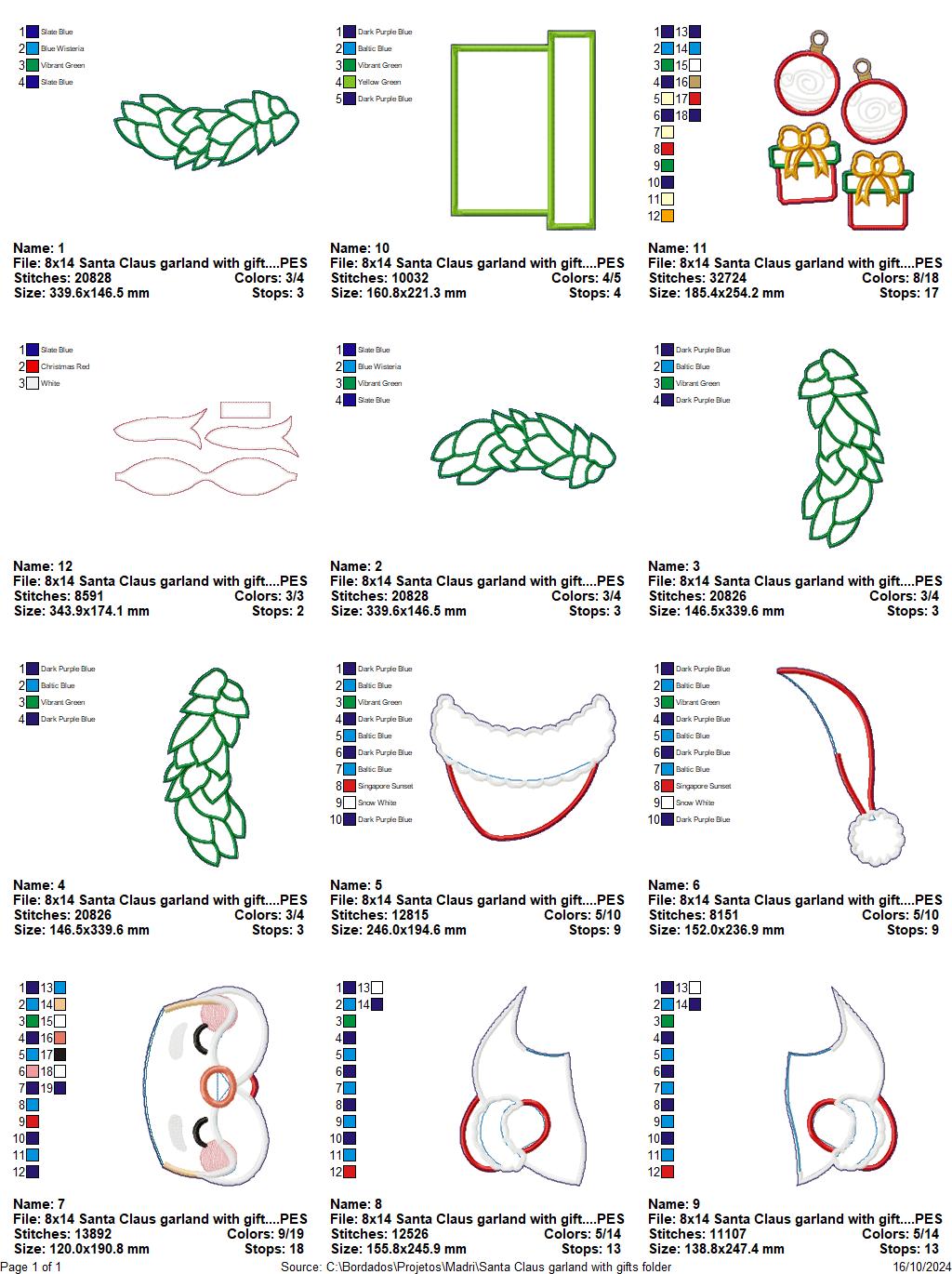 Santa Claus Wreath with Gifts - ITH Project - Machine Embroidery Design