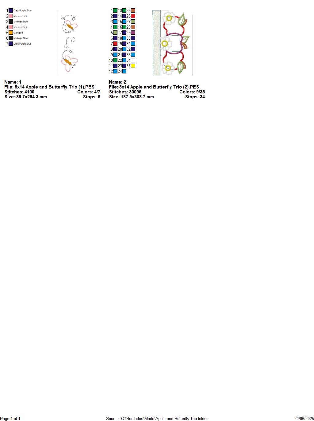 ITH Apples and Flowers Panel (2-Part Project) - ITH Project - Machine Embroidery Design