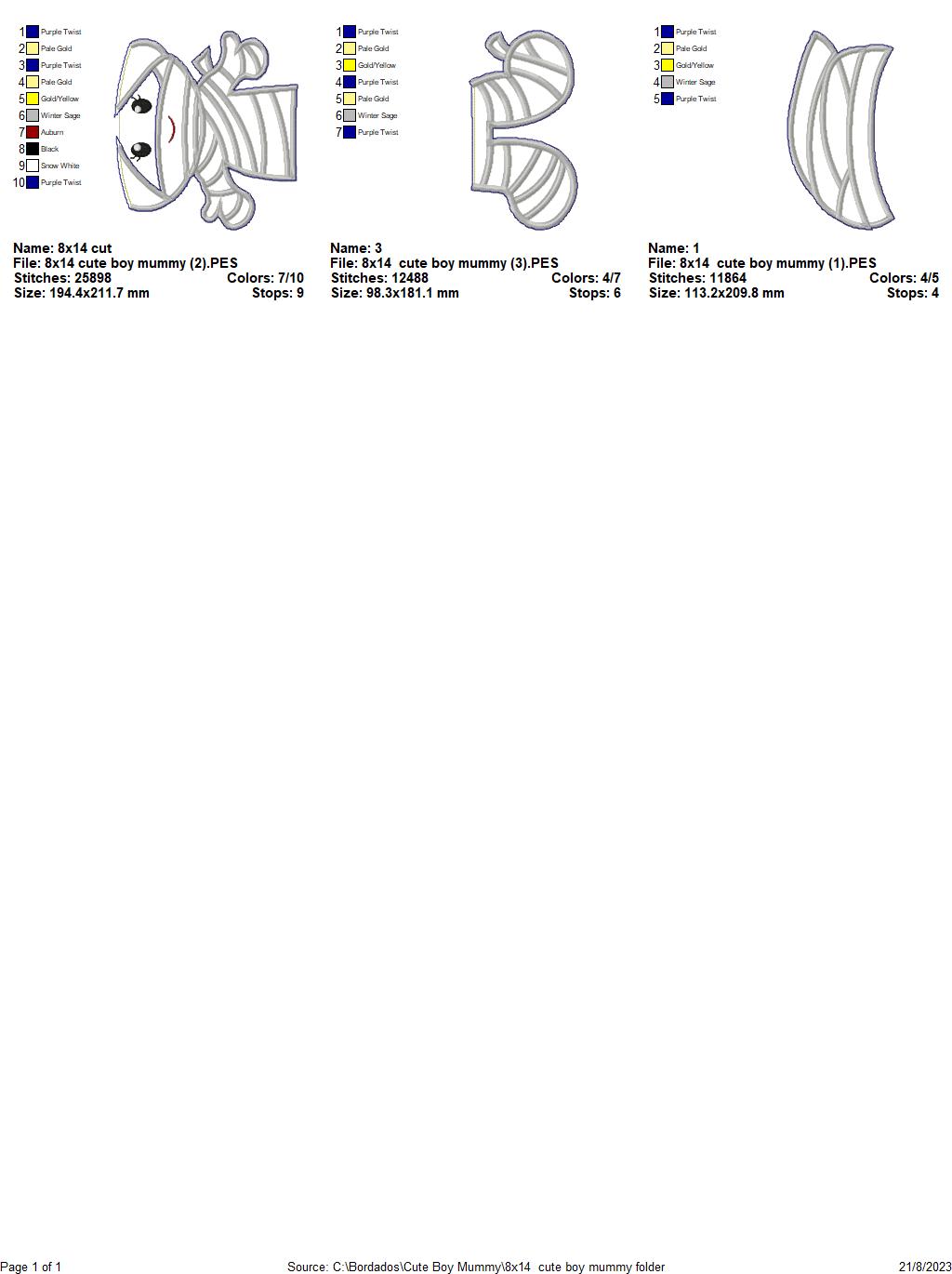 Mummies Kids Halloween Set - ITH Project - Machine Embroidery Design