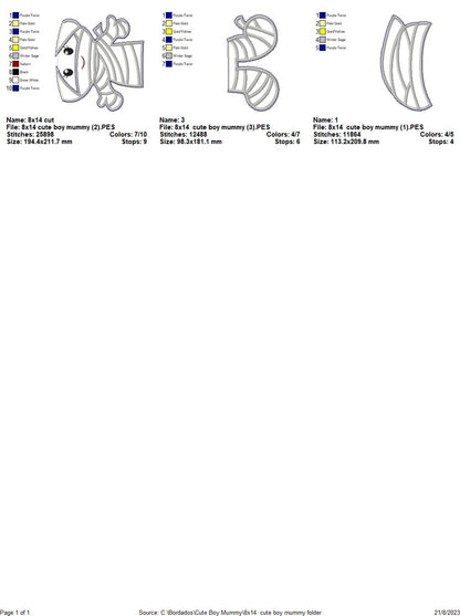 Mummies Kids Halloween Set - ITH Project - Machine Embroidery Design