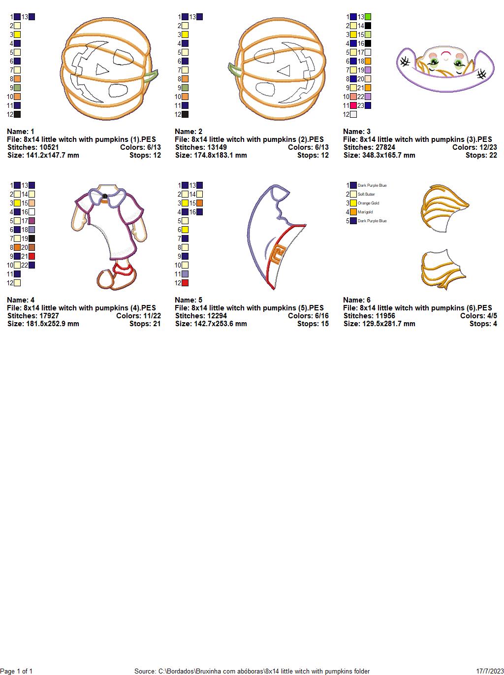 Little Witch with Pumpkins - ITH Project - Machine Embroidery Design