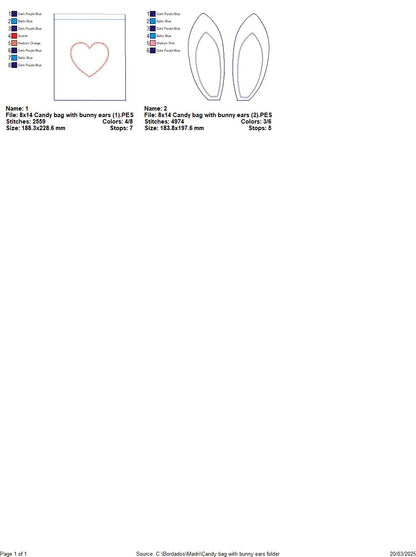 Candy bag with bunny ears   - ITH Project - Machine Embroidery Design