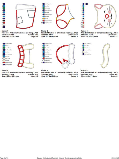 🐾 Christmas Cat Stocking – ITH Project – Machine Embroidery Design