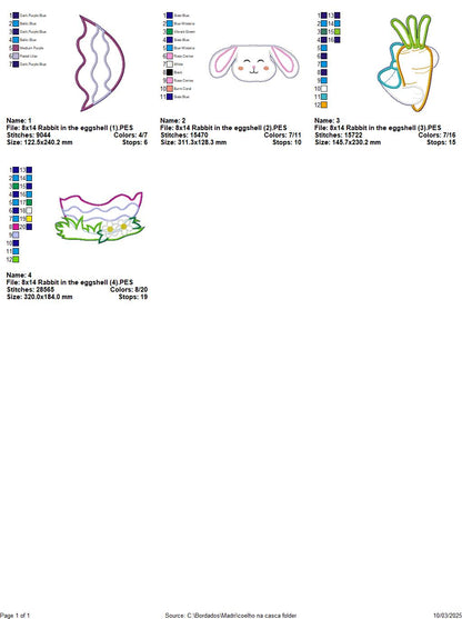 Bunny in the Egg Shell - ITH Project - Machine Embroidery Design