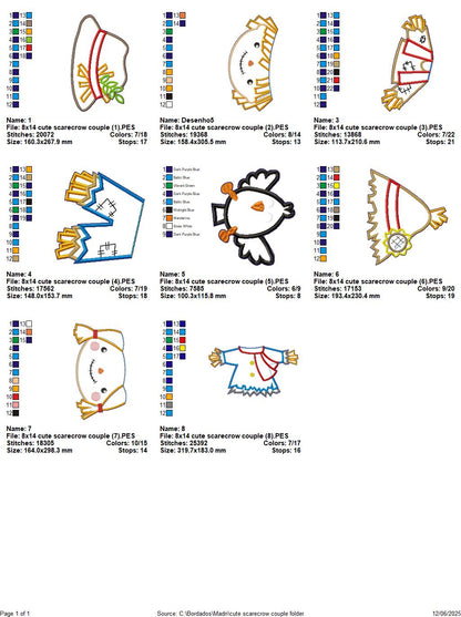 Scarecrow Boy and Girl - Set of 2 Designs - ITH Project - Machine Embroidery Design