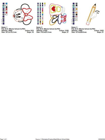 Back to School Minnie - ITH Project - Machine Embroidery Design
