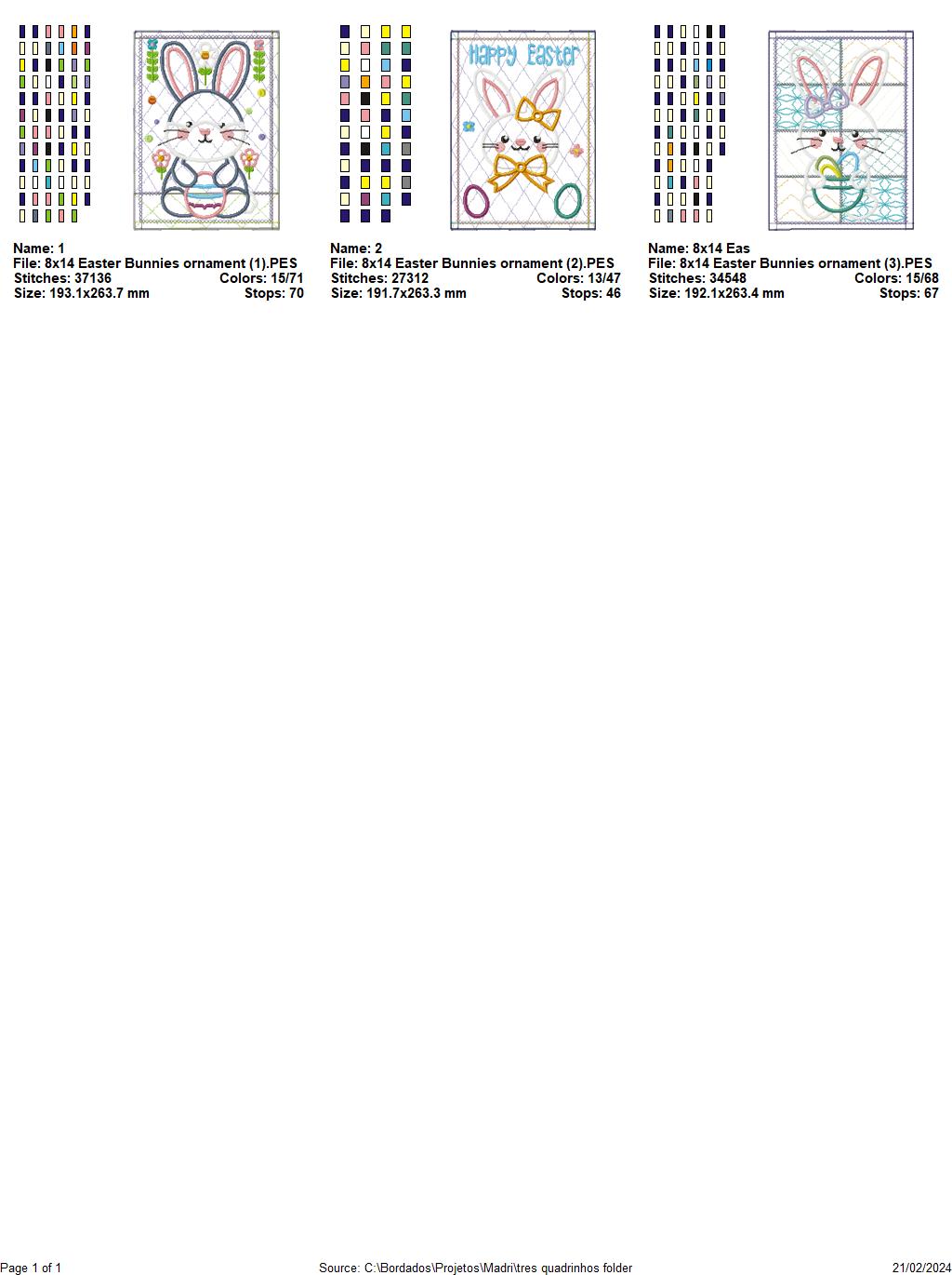 Easter Bunnies Ornament - ITH Project - Machine Embroidery Design