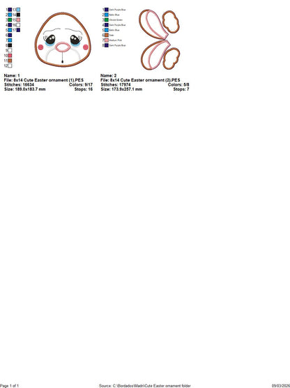 Cute Easter Bunny Door Banner Ornament – ITH Project – Machine Embroidery Design