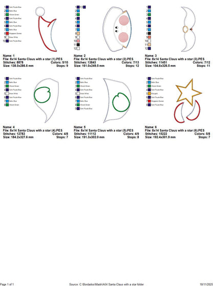 Santa Claus with Star Door Hanger – ITH Project – Machine Embroidery Design