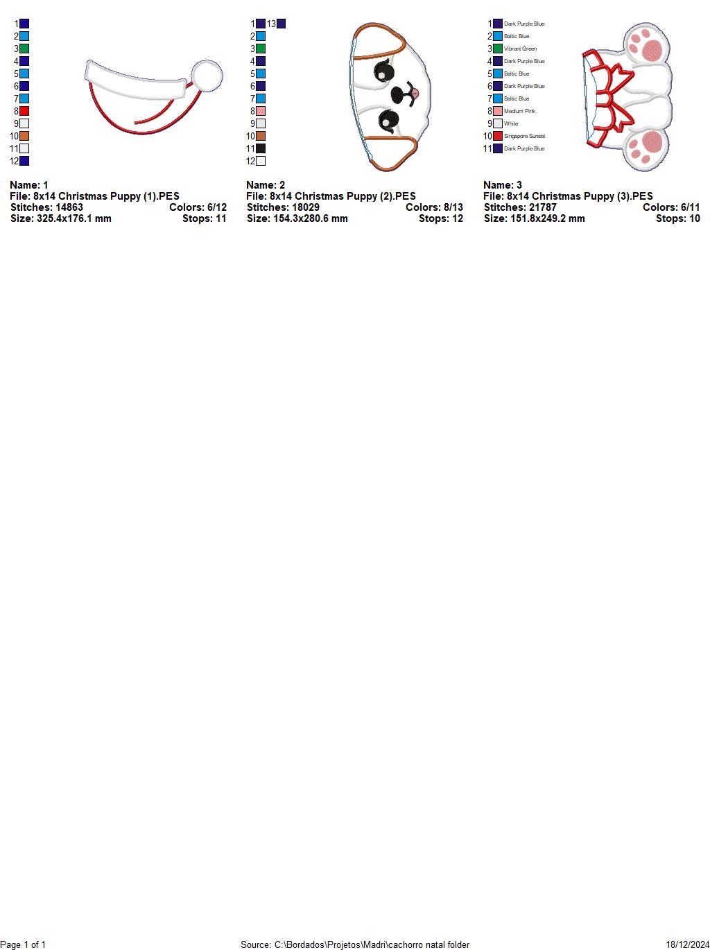 Christmas Puppy - ITH Project - Machine Embroidery Design