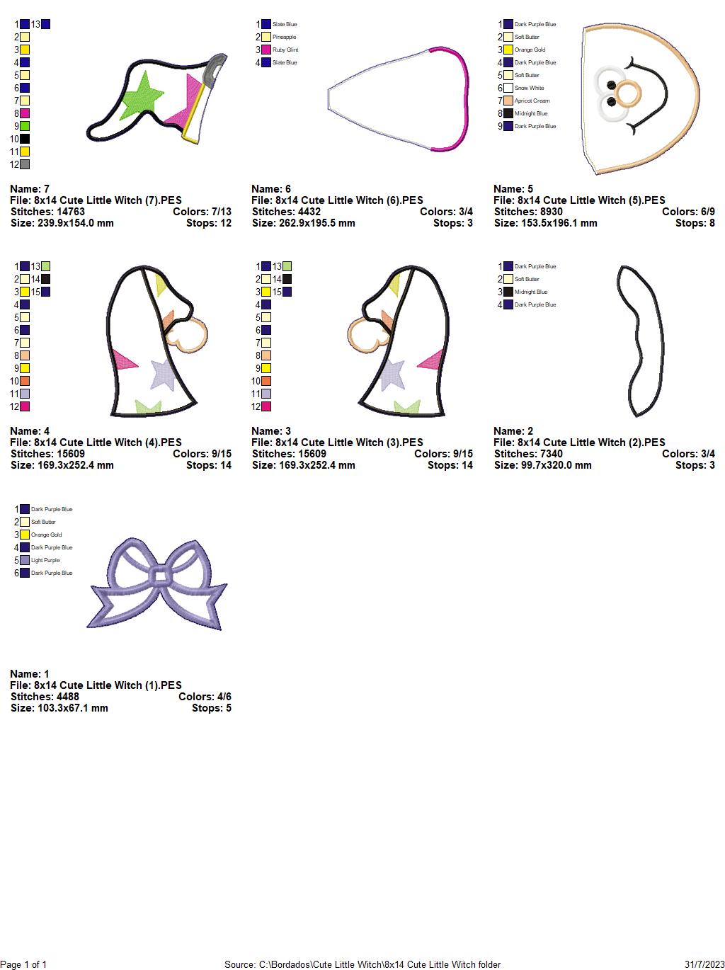 Cute Little Witch - ITH Project - Machine Embroidery Design