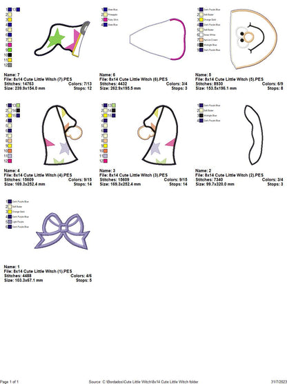 Cute Little Witch - ITH Project - Machine Embroidery Design