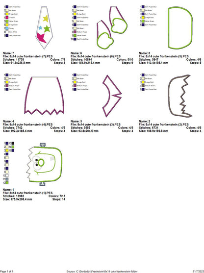 Cute Frankstein - ITH Project - Machine Embroidery Design