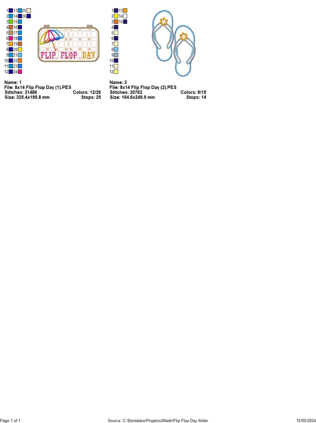 Summer Flip Flops Door Ornament - ITH Project - Machine Embroidery Design